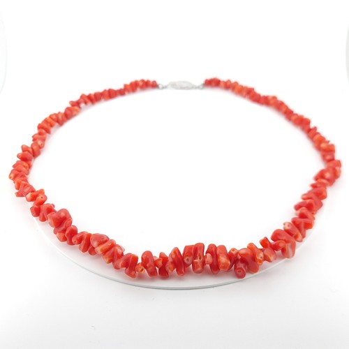 Red coral chip - coral, necklace