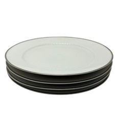 Vintage Mitterteich Bavaria Dinner Plate x4 Plates White Platinum Trim 4 People