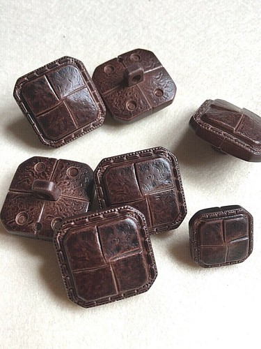 Square brown leather - brown, leather-look