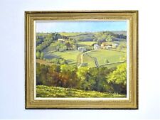 Original oil painting signed Bert Wright English landscape art Evening Shadows