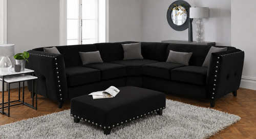 Rimini corner black sofa - black, 5