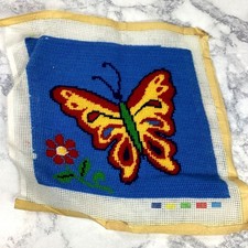 Vtg Butterfly Needlepoint