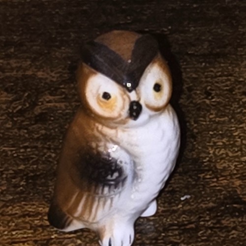 Owl miniature ceramic figurine - owl,