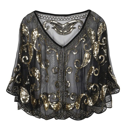 1920s sequin shawl wrap - 1920s,