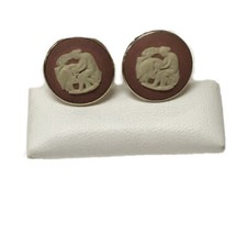 WEDGEWOOD 925 STERLING SILVER VERMEIL JW CAMEO PIERCED EARRINGS MYTHOLOGICAL