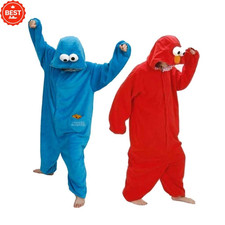Unisex Sesame street Cookie Monster&Elmo costume pajamas Flannel OutfitHalloween