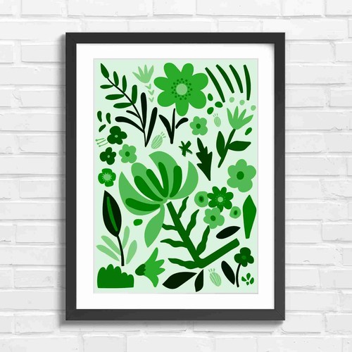 Bold floral botanical art - botanical,