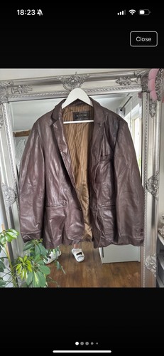 Men brown leather jacket - brown,