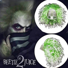 Beetlejuice Cosplay Wig Terror Halloween Party Costume Prop Green Synthetic Hair
