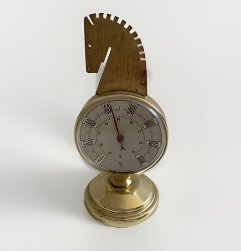 Vintage brass thermometer - vintage,