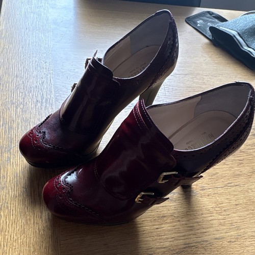 Burgundy leather platform - leather,