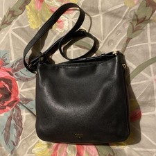 VINTAGE FOSSIL BLACK LEATHER SHOULDER BAG - LONG STRAP