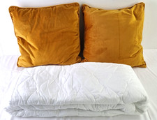 Linen&Lace Cushions & Mattress Protector 3xPcs Bundle White/Mustard NEW F2