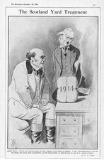 NEW YEAR 1914 Ticking Package John Bull Doesn't Want to Open Antique Print 1913