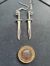 Ladies Silver Dagger Hook Earrings Piercing Sword Knife Combat  Weapon Military