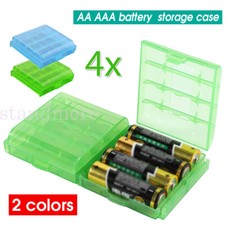 4 x Hard Plastic Case Holder Storage Box Cover for Rechargeable AA AAA Batteries