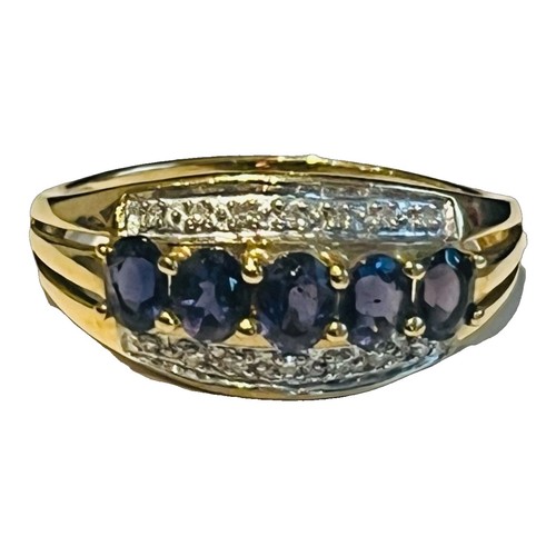 9ct gold tanzanite diamond - gold, &