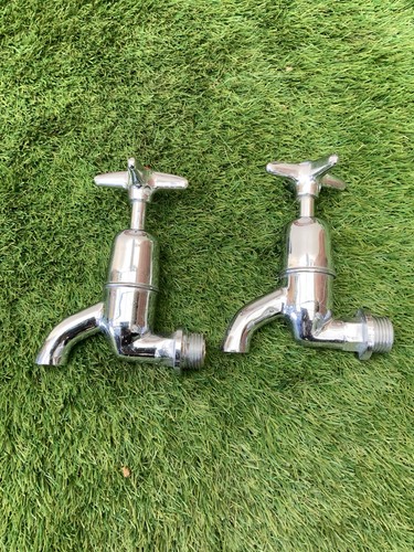 Pair vintage chromed brass - of,