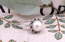 ❤️Genuine Pandora Retired Everlasting Grace Pearl Ring S925 ALE Size  52❤️