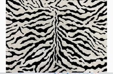 Large 'Silk' Zebra print rug 92 x 104 inches, black and cashmere colour scheme