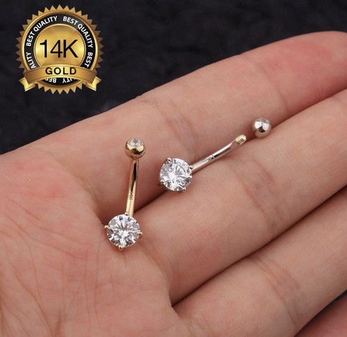 Carat white gold belly bar - white,