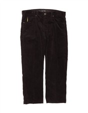 ARMANI Mens Straight Corduroy Trousers W34 L27 Black Cotton DO22