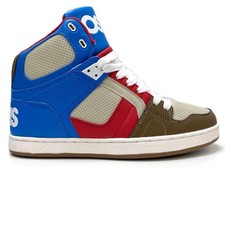 OSIRIS SHOES NYC 83 CLK BLUE CREAM RED HI TOP TRAINERS (UK 8 EUR 42)