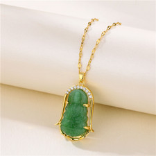 Buddha Jade Pendant Necklace Hetian Jade Gold Inlaid Jade Pendant For Woman