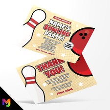 Personalised Bowling Sports Birthday Party Invitations Invites & Thank You Cards