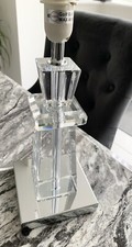 Stunning Crystal Glass Lamp Base Mirror Silver Stand | Clear Cable/ Switch/Plug