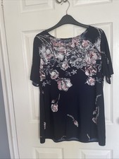 Saloos Size 14 Ladies Short Sleeved Top Navy And Pink