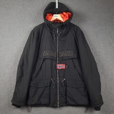 NAPAPIJRI Jacket Mens L Large Black Skidoo Open Parka Coat Hooded Insulated
