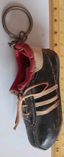 VINTAGE Old Keyring Leather Look Black ⚽ FOOTBALL  Boot Footwear Adidas 