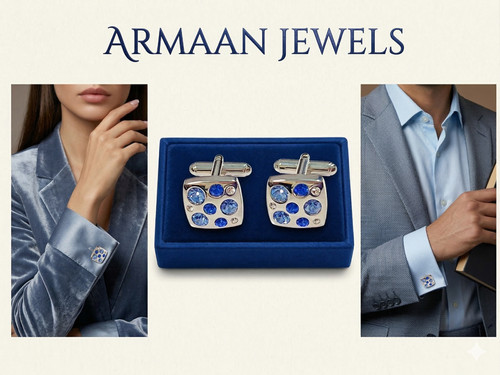 Cufflinks steel platinum - steel,