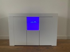 Furneo Matt & High Gloss White Cabinet Cupboard Sideboard Unit Clifton05 Blue LE
