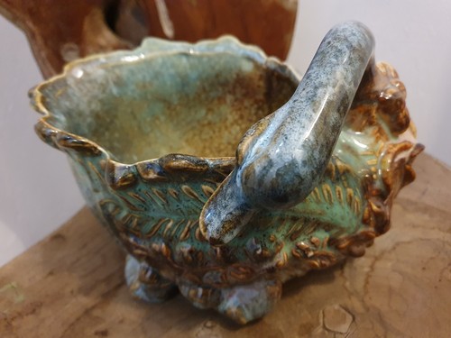 Vintage majolica style swan - majolica,