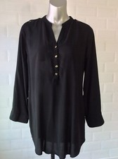 SIZE 12 BLACK TUNIC TOP GOLD BUTTONS EPAULETTES GOTH STEAMPUNK WHITBY AUTUMN