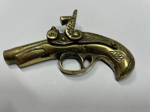 Vintage brass flintlock pistol - vintage,