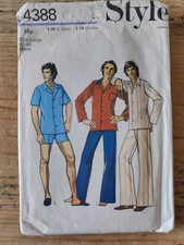 Vintage 1980s STYLE Pattern 4388 Mens' Pijamas In Two Lengths Size Large 42-44