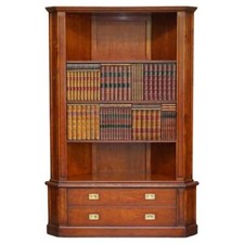 VERY RARE HARRODS LONDON KENNEDY MAHOGANY BOOKCASE TV MEDIA CABINET FAUX BOOKS