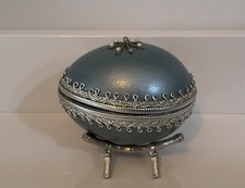 Faux Fabergé-Style real Goose Egg: Gilt And Painted Miniature Deco Easter Egg