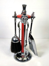 Thistle Top Lanthe Chrome and Orange Fireplace Companion Set Vintage 1970s