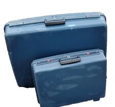 Set Of 2 French Made Vintage Hard Shell Delsey  Luggage Combination Blue