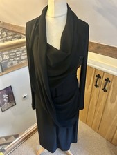 Crea Concept Drape Midi Dress Black Size 40 UK 12 Lagenlook Unique 