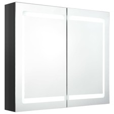 LED Bathroom Mirror Cabinet Shining Black Washroom Storage Vanity Unit vidaXL