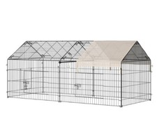 PawHut Rabbit Run Guinea Pig Cage with Cover 220 x 103 x 103 cm Pet Supply Beige