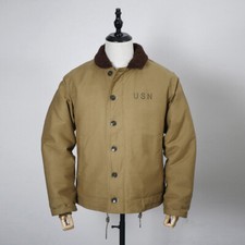 Amekaji Repro WW2 USN Navy N-1 Deck Jacket Cold Winter Thicken Wool Lined Coats