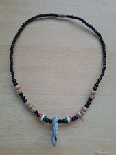 Large Shark Tooth Inspired Beaded Necklace – Unique Handmade Pendant