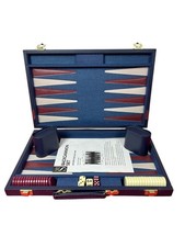 WHS Travel Backgammon Set Navy Case Complete Portable Board Game - Excellent 