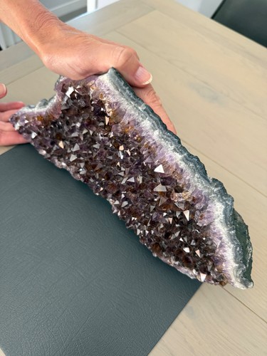 Amethyst geode with deep - amethyst,